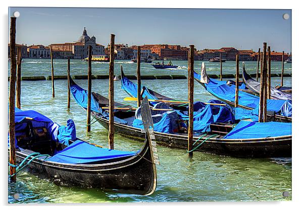 Gondolas across from Le Zitelle Acrylic by Tom Gomez