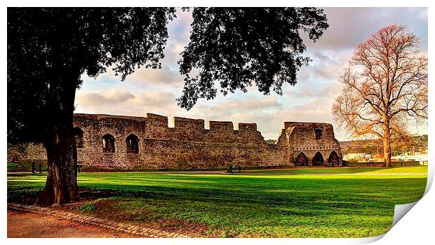 Rochester Castle Wall Print by Robert Cane