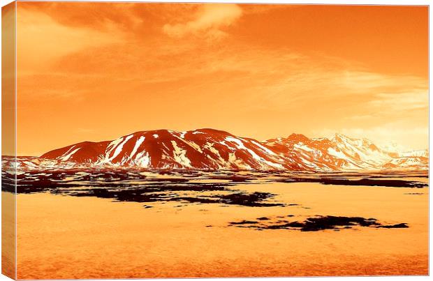 Iceland, Mountain Range, orange tint Canvas Print by Robert Cane