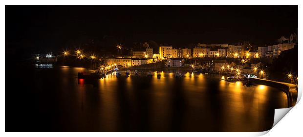 Tenby Harbour at Night Print by Simon West