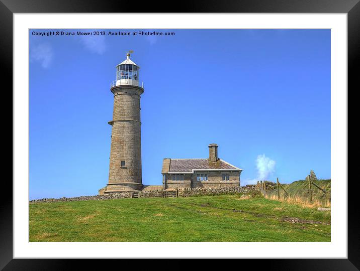 Lundy Lighthouse Bristol Channel Devon. Framed Mounted Print by Diana Mower