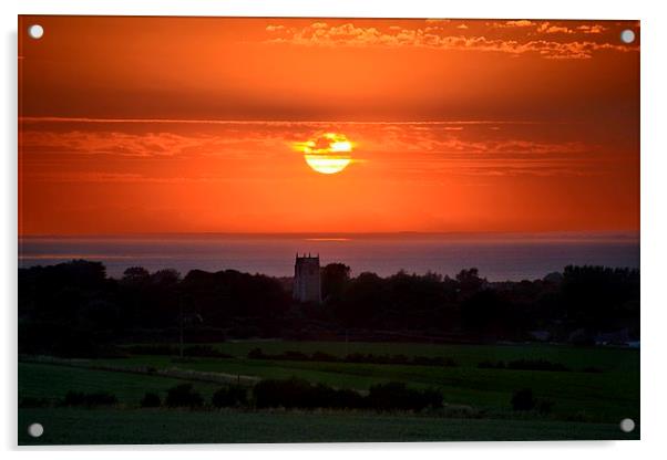 Sunset over St Mary Church Acrylic by Gary Pearson