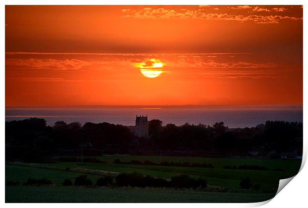 Sunset over St Mary Church Print by Gary Pearson