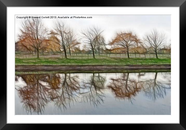 Autumnal reflection Framed Mounted Print by Howard Corlett