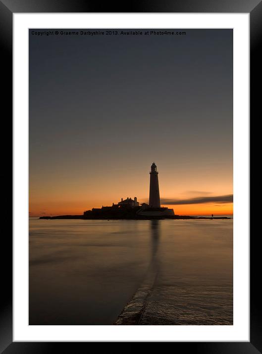 St Marys Lighthouse at Sunrise Framed Mounted Print by Graeme Darbyshire