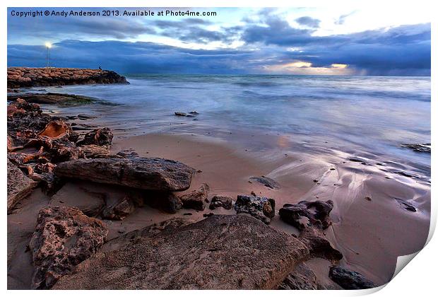 Evening Falls over the Indian Ocean Print by Andy Anderson