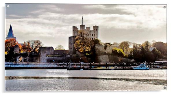 Rochester Castle, River Medway Acrylic by Robert Cane
