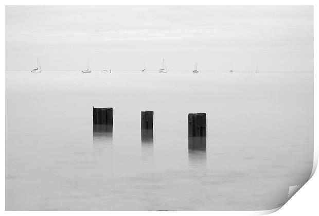 Boats in the mist Print by Gerald Robinson