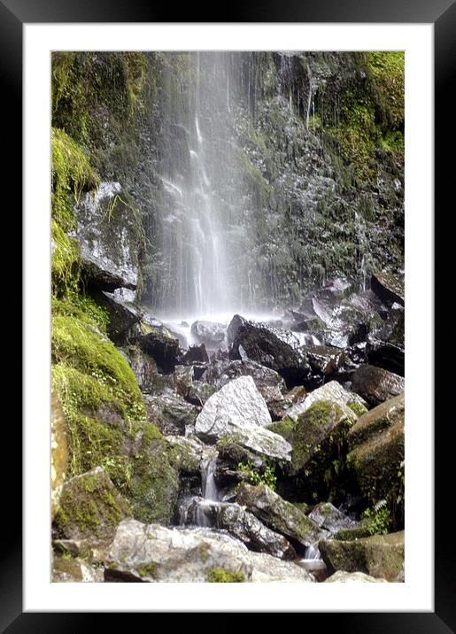 Waterfall Framed Mounted Print by David Borrill