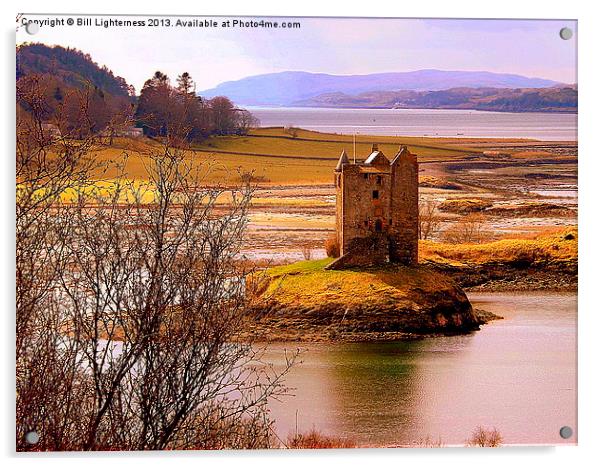Castle Stalker tide out Acrylic by Bill Lighterness