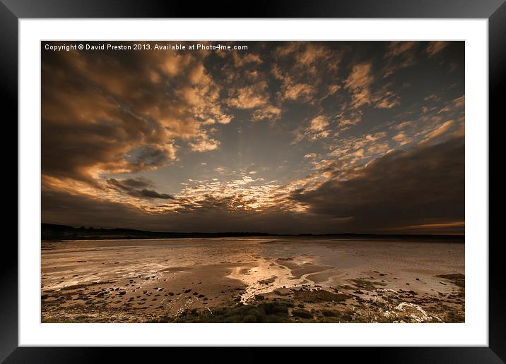 Sunset at Budle Bay Framed Mounted Print by David Preston
