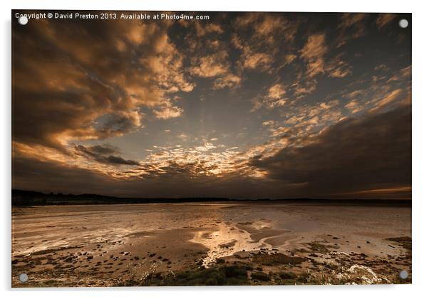 Sunset at Budle Bay Acrylic by David Preston