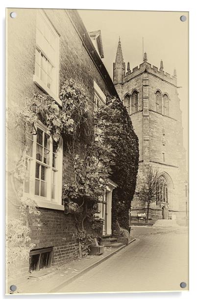 St Leonards Church Bridgnorth Sepia Acrylic by Ann Garrett