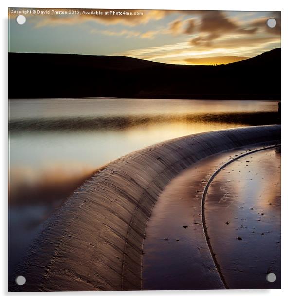 Butterley Reservoir Sunset Marsden Acrylic by David Preston