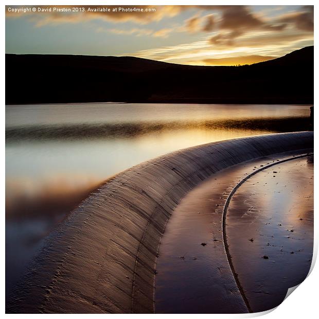 Butterley Reservoir Sunset Marsden Print by David Preston
