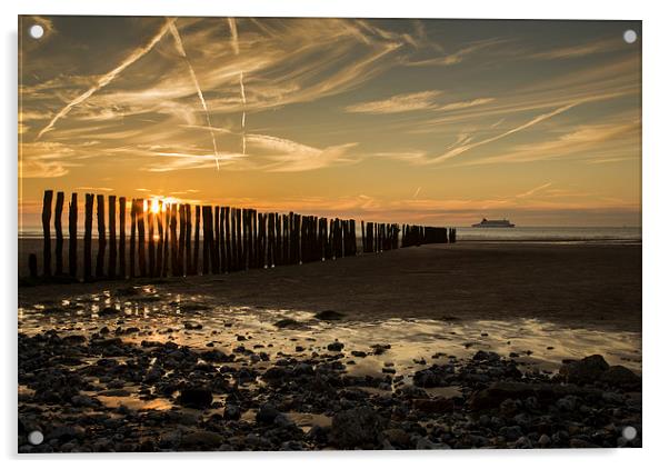 Sangatte beach at sunset Acrylic by Ian Middleton