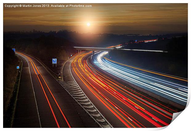 A Glowing Sunrise on the M1 Print by K7 Photography
