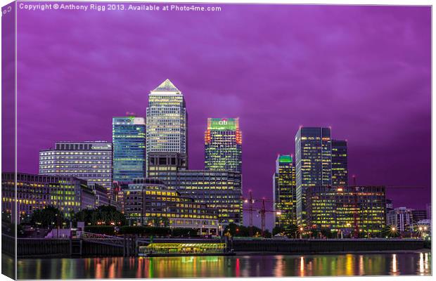 Docklands London Canvas Print by Anthony Rigg