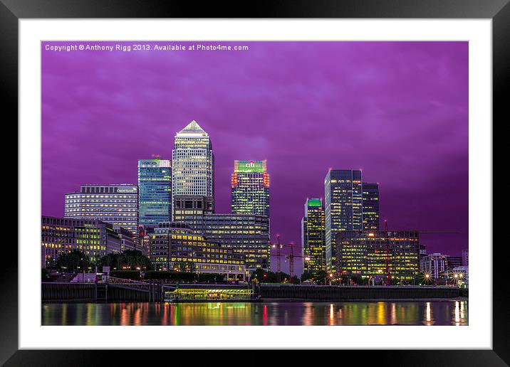 Docklands London Framed Mounted Print by Anthony Rigg