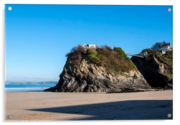 Newquay House on a Rock Acrylic by David Wilkins