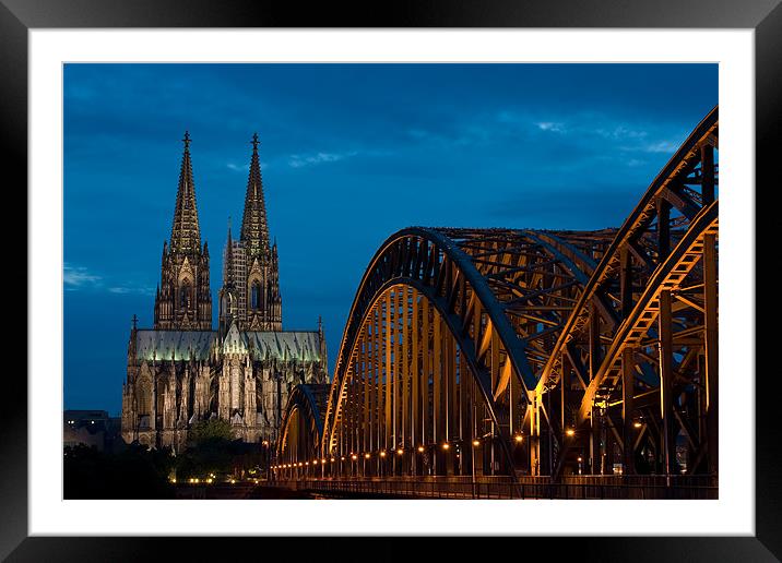 Cologne Cathedral and Bridge Framed Mounted Print by James Mc Quarrie