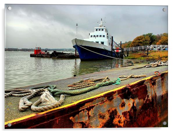 Hoo Marina, Kent, Boat Docked Acrylic by Robert Cane