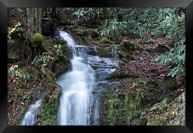 Smokey Mountain Waterfall Framed Print by Michael Waters Photography