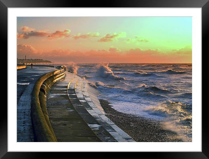 Sea-wall Framed Mounted Print by Victor Burnside