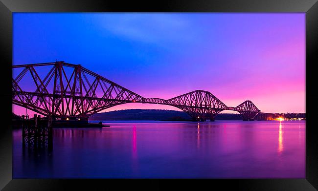 Forth Bridge in Colourful sky Framed Print by Kevin Ainslie