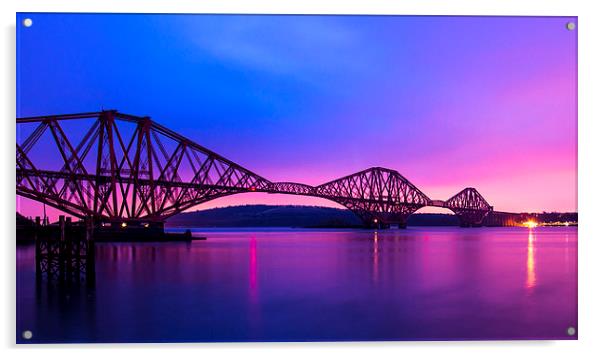 Forth Bridge in Colourful sky Acrylic by Kevin Ainslie
