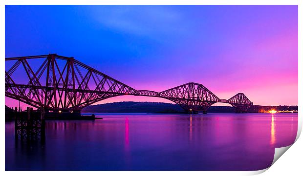 Forth Bridge in Colourful sky Print by Kevin Ainslie