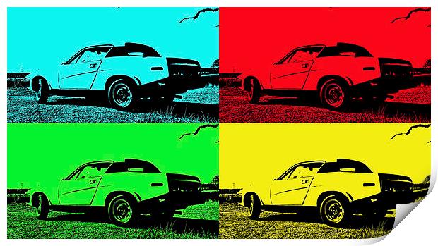 TR7 in four colours Print by michelle rook
