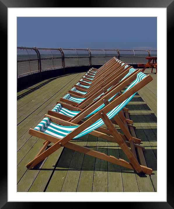 Deckchairs Framed Mounted Print by Victor Burnside