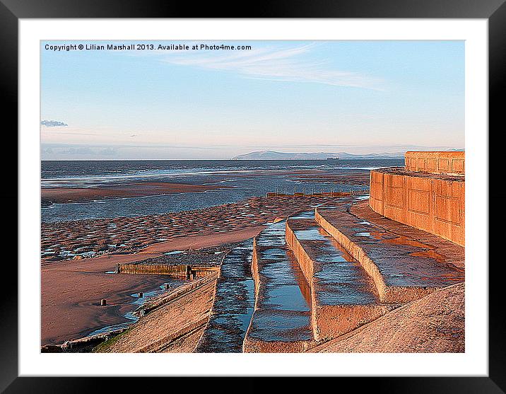 Sea Defences at Anchorsholme. Framed Mounted Print by Lilian Marshall