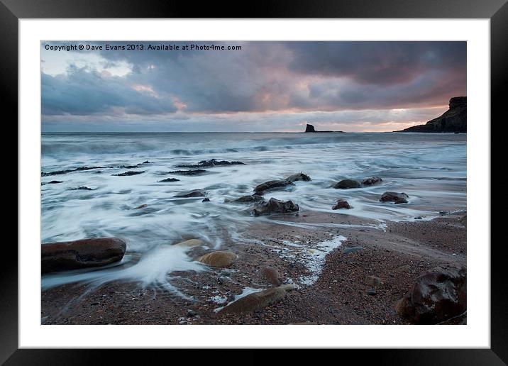 Saltwick Bay Sunrise Framed Mounted Print by Dave Evans
