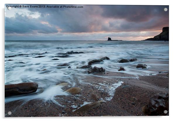 Saltwick Bay Sunrise Acrylic by Dave Evans