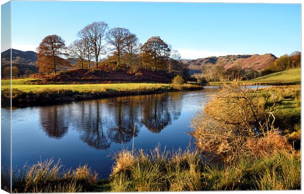 Golden Light at the River Brathay Canvas Print by Gary Kenyon
