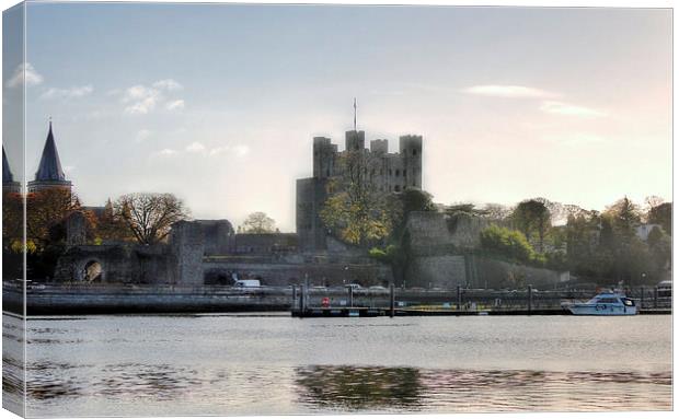 Rochester Castle, River View. Canvas Print by Leonard Lawday