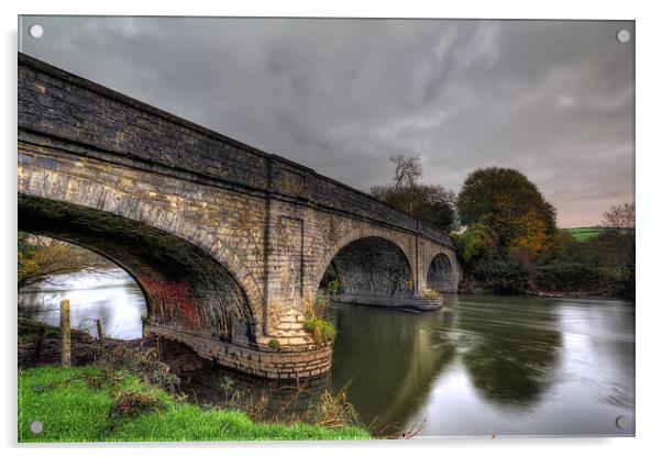 New Bridge River Taw Acrylic by Dave Wilkinson North Devon Ph