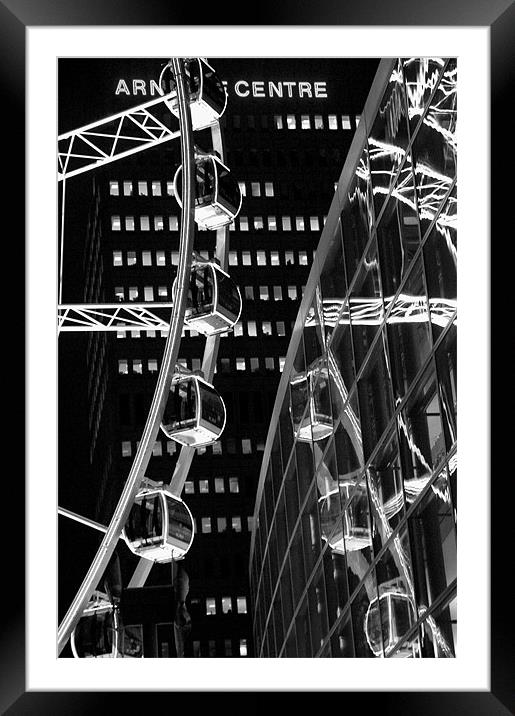 Manchester wheel reflections Framed Mounted Print by JEAN FITZHUGH