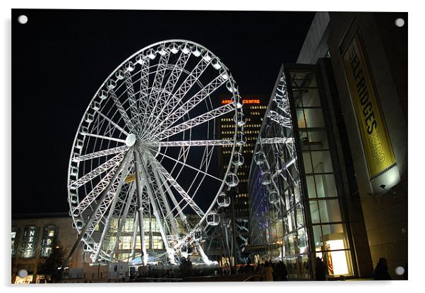 The Manchester Ferris wheel  Acrylic by JEAN FITZHUGH