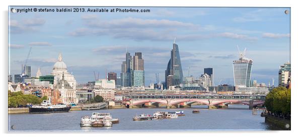 London skyline and river Thames Acrylic by stefano baldini