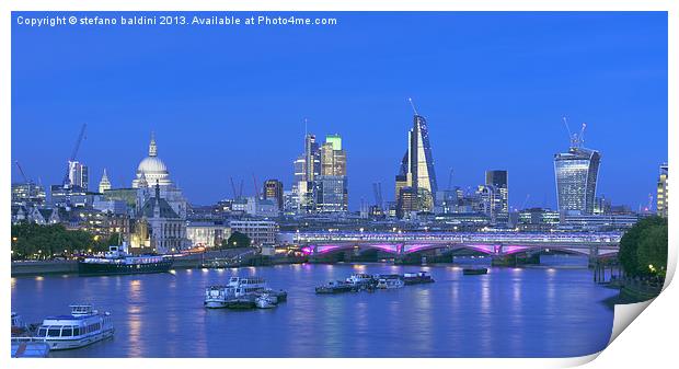 London skyline and river Thames Print by stefano baldini