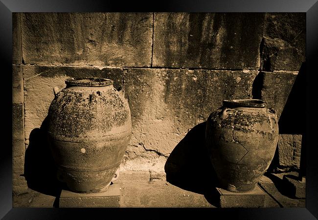 Ancient Minoan Storage pots Framed Print by Rod Ohlsson