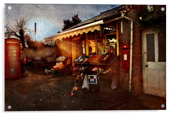 Village Shop Acrylic by Dawn Cox