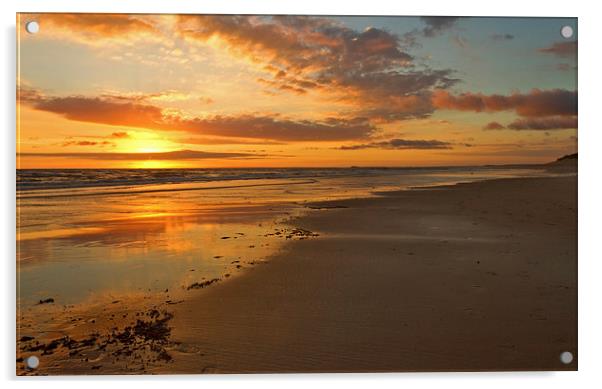 A Goldern Bass Strait Sunset Acrylic by Matthew Burniston