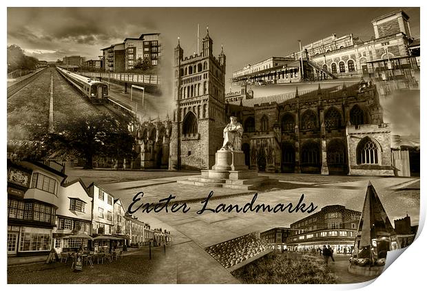 Exeter Landmarks Print by Rob Hawkins