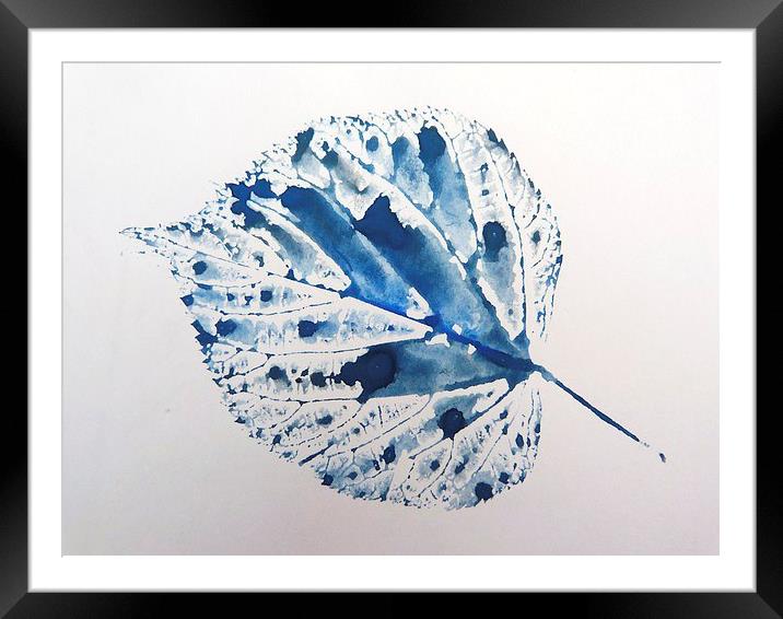 Blue Leaf Framed Mounted Print by Jennifer Henderson
