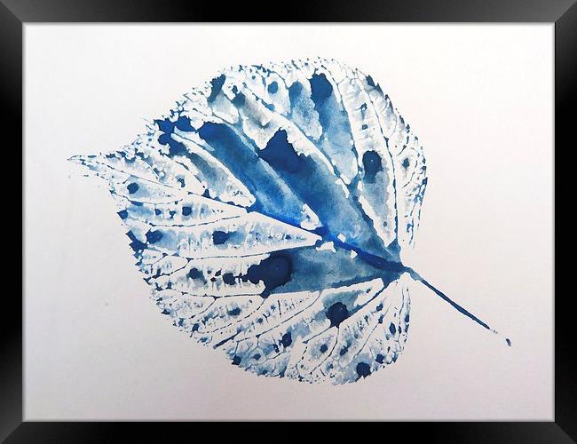 Blue Leaf Framed Print by Jennifer Henderson