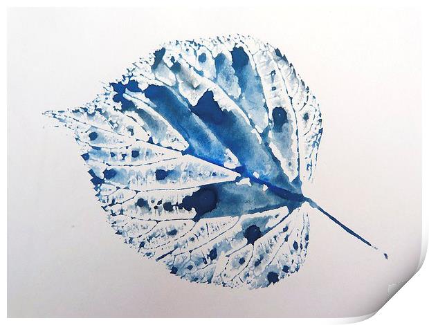 Blue Leaf Print by Jennifer Henderson